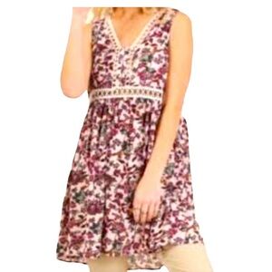 Umgee Floral Mini Dress - Purple and White